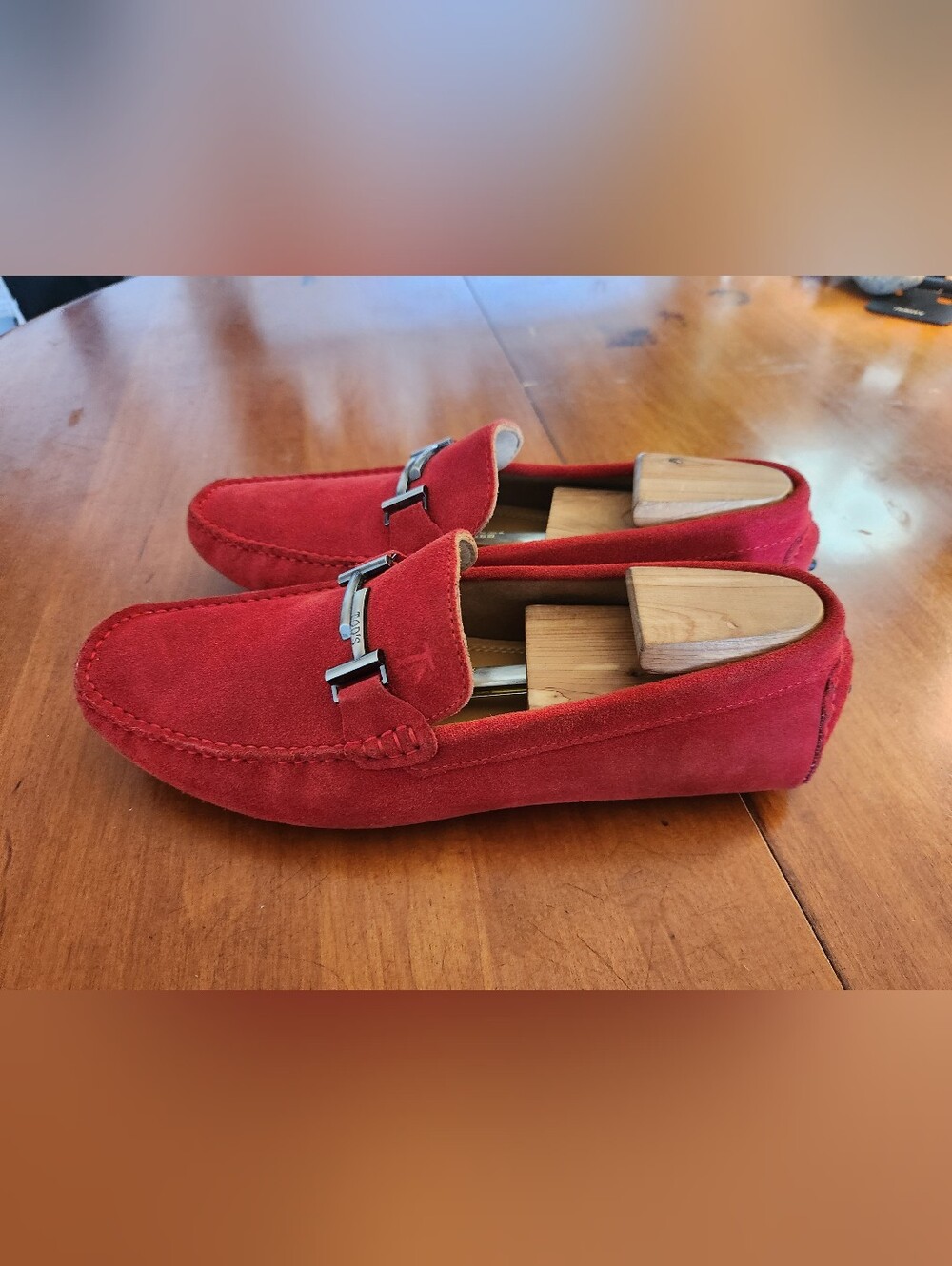 TODS Red Suede Loafers, Barely Worn Size 11